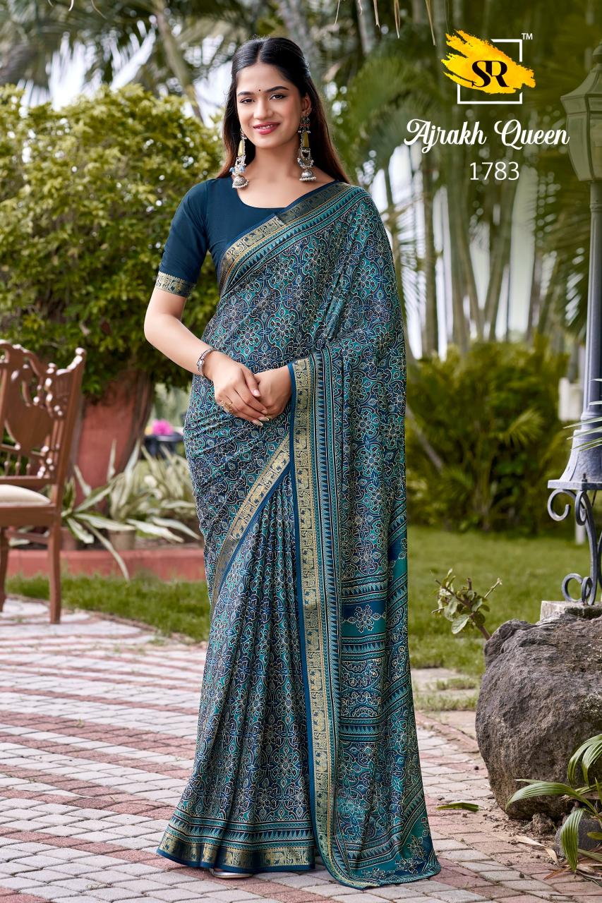 Sr Ajrakh Queen catalog wholesale saree market - Sanvari Fashion