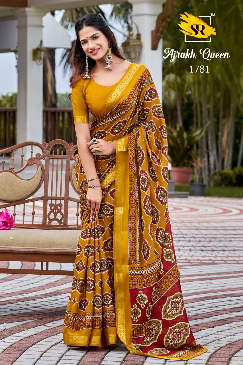 Sr Ajrakh Queen catalog wholesale saree market - Sanvari Fashion
