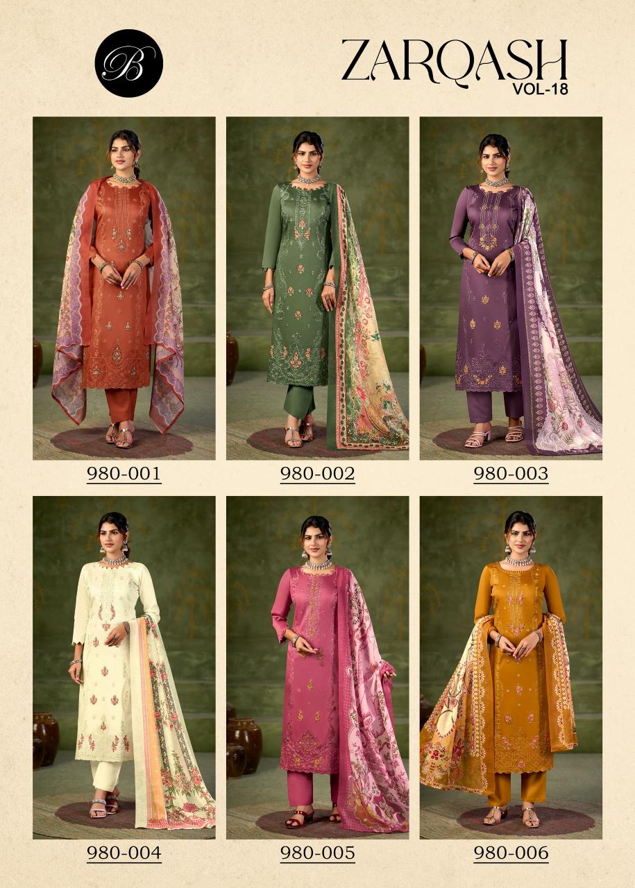 Belliza Zarqash Vol 18 catalog surat adajan mall for dress material - Sanvari Fashion
