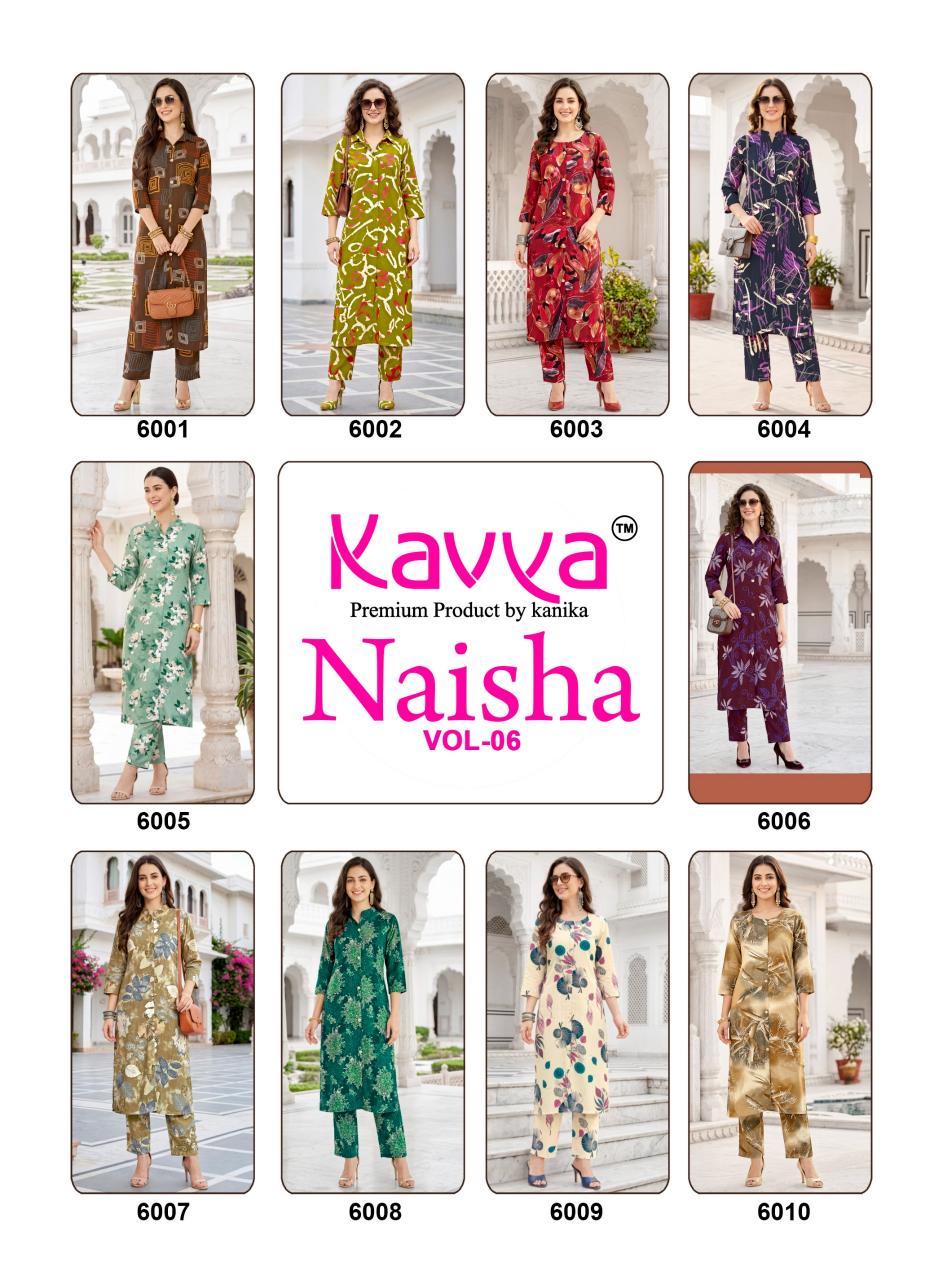 Kavya Naisha vol 6 catalog co ord sets wholesale delhi - Sanvari Fashion