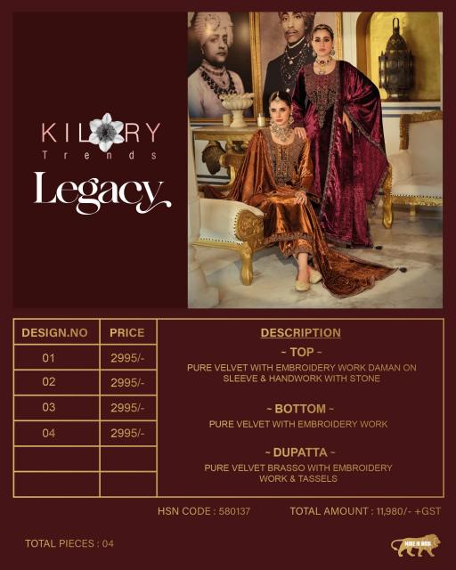 Kilory Legacy catalog online wholesale wedding salwar kameez - Sanvari Fashion