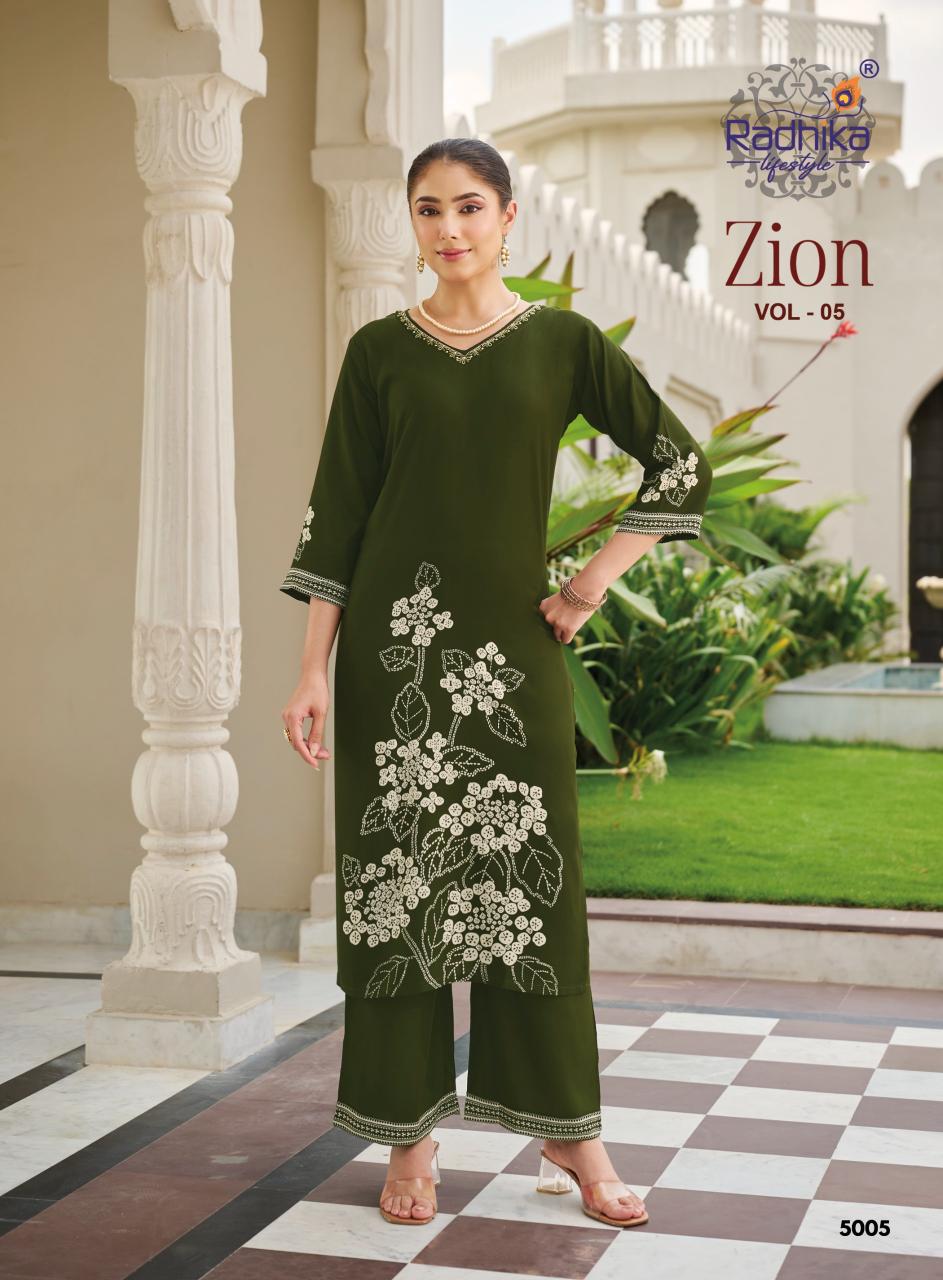 Radhika Lifestyle Zion vol 5 catalog coord set wholesale India - Sanvari Fashion
