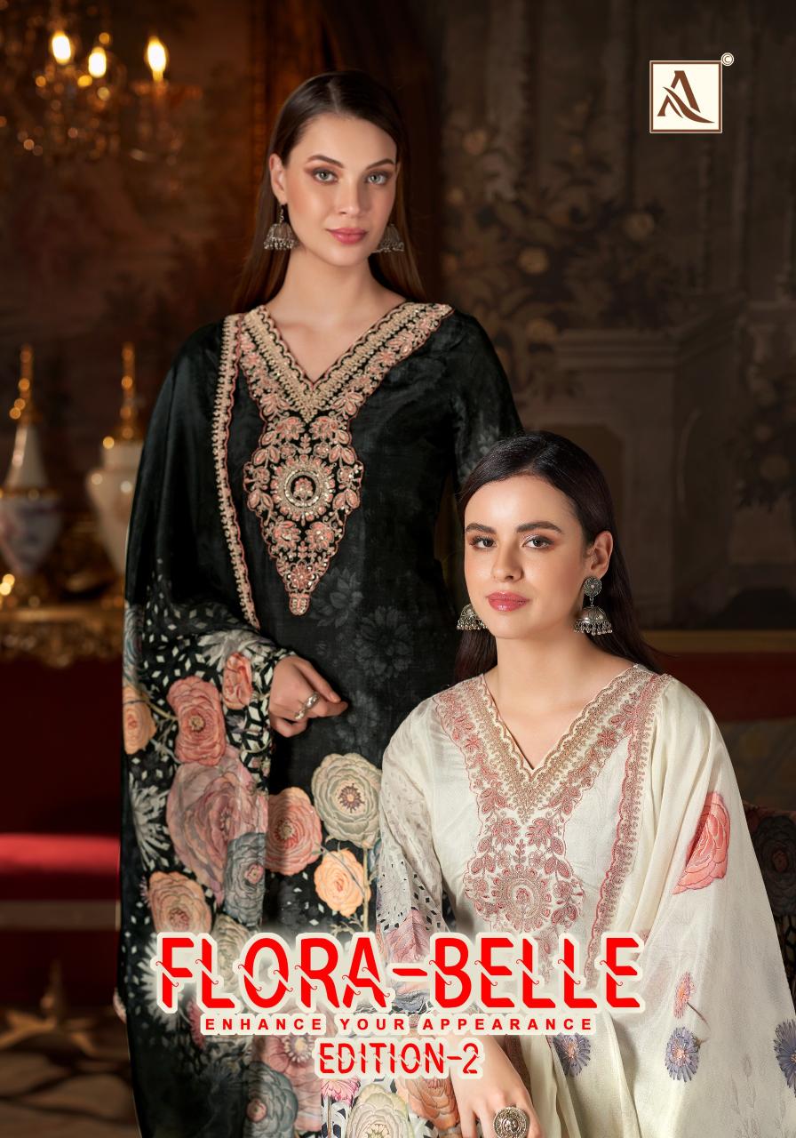 Alok Flora Belle vol 2 catalog wholesale ladies dress material in surat - Sanvari Fashion