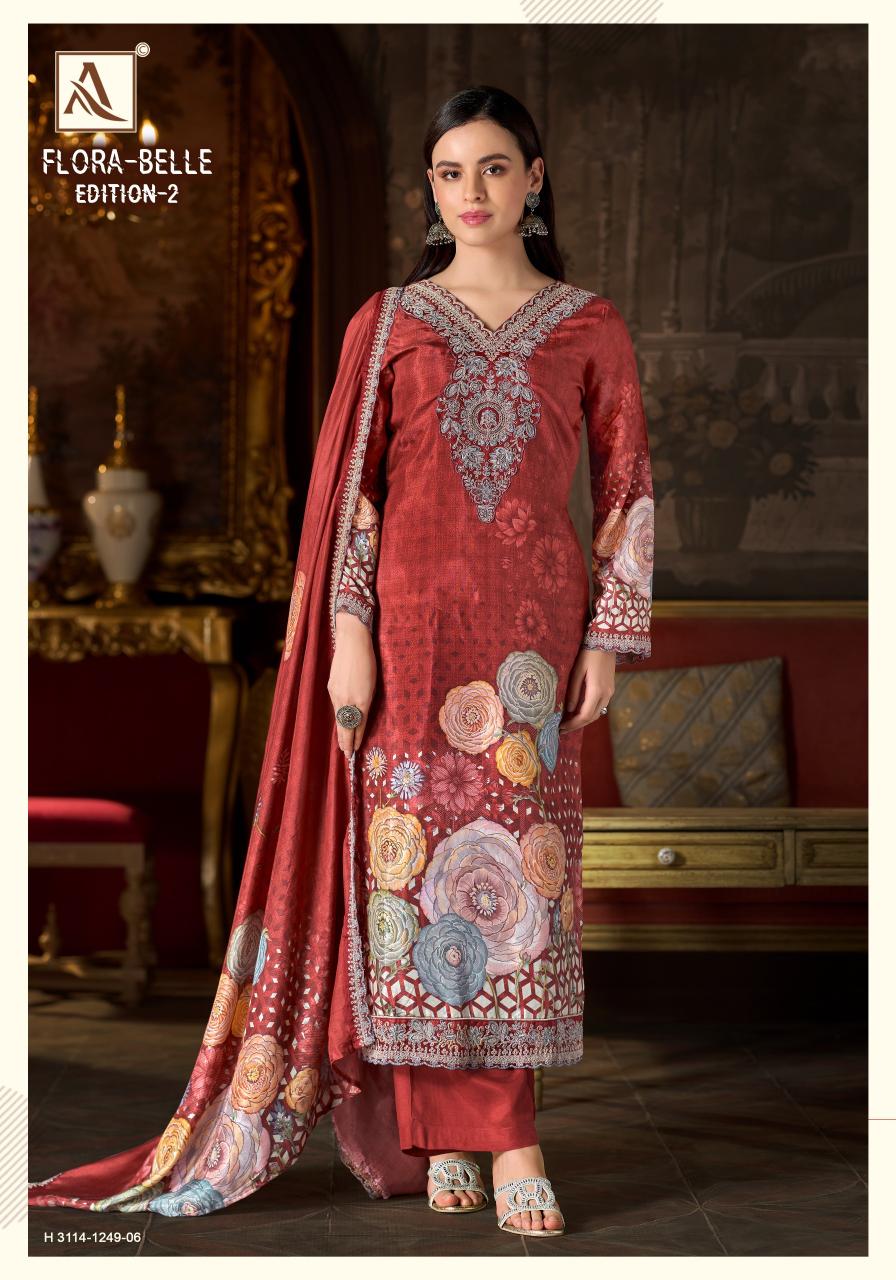 Alok Flora Belle vol 2 catalog wholesale ladies dress material in surat - Sanvari Fashion