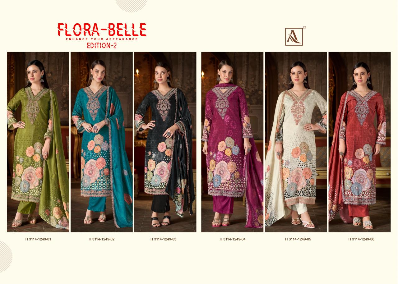 Alok Flora Belle vol 2 catalog wholesale ladies dress material in surat - Sanvari Fashion