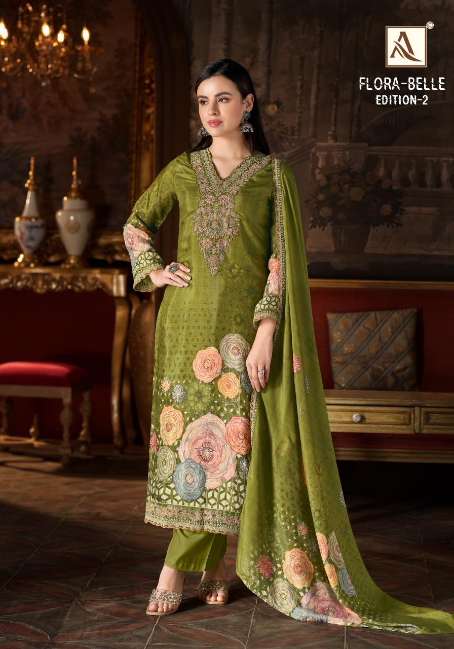 Alok Flora Belle vol 2 catalog wholesale ladies dress material in surat - Sanvari Fashion