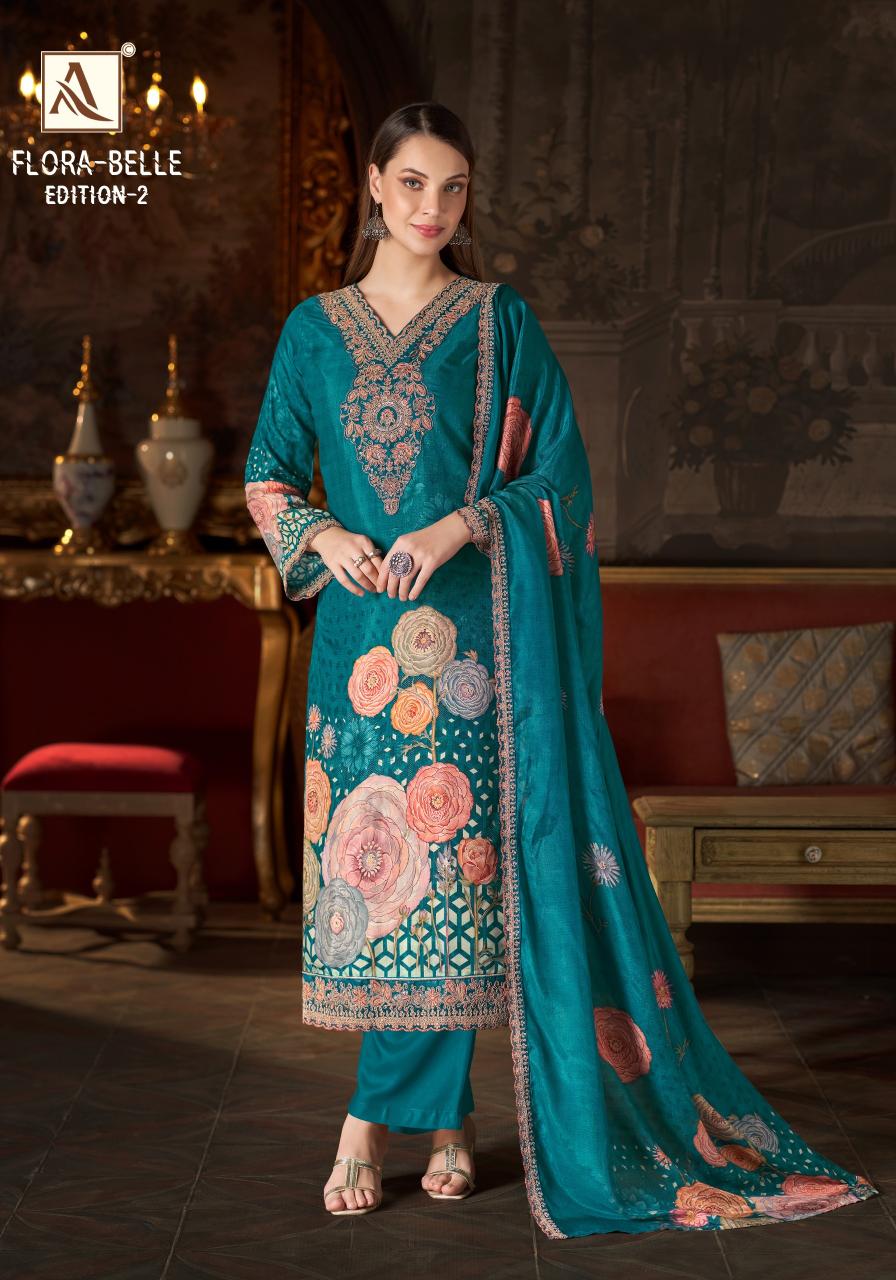 Alok Flora Belle vol 2 catalog wholesale ladies dress material in surat - Sanvari Fashion