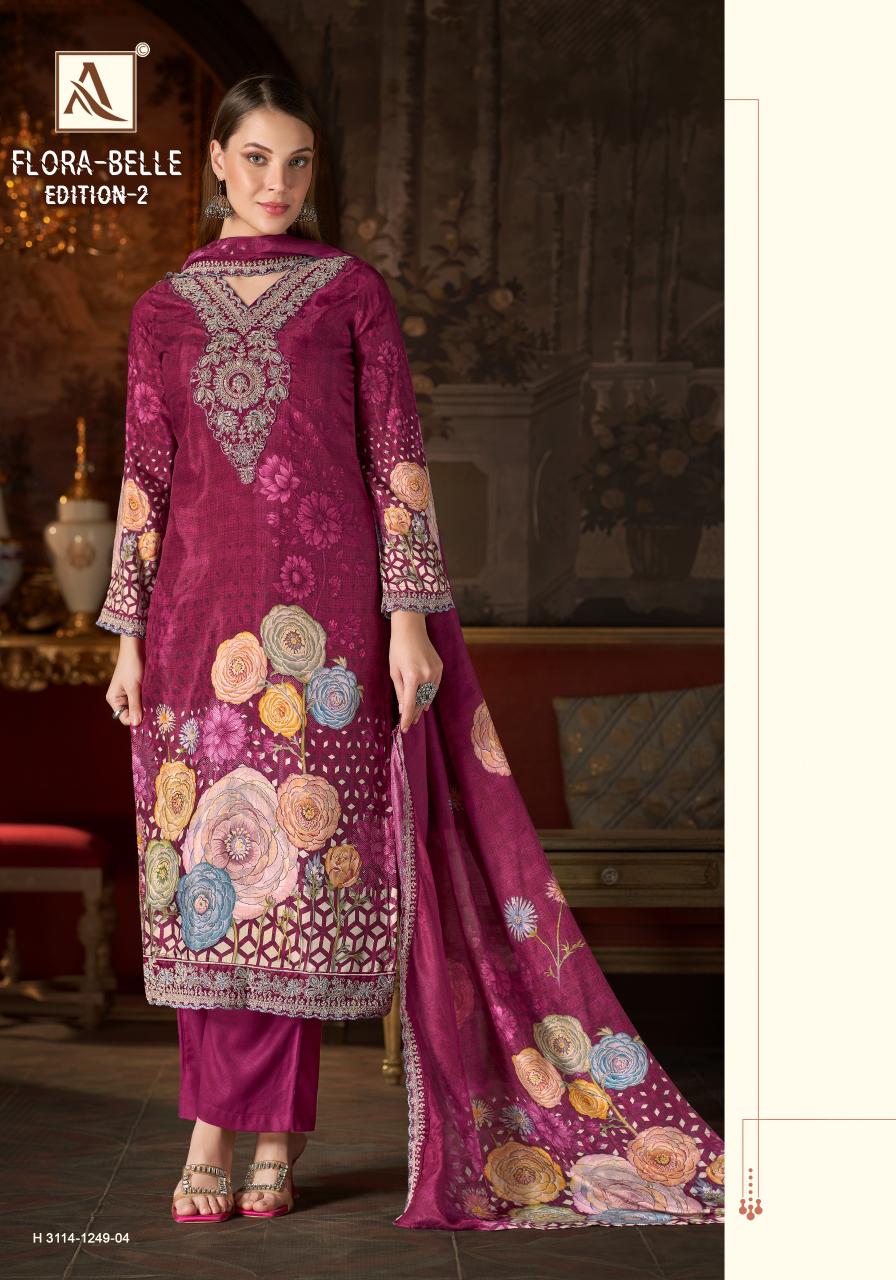 Alok Flora Belle vol 2 catalog wholesale ladies dress material in surat - Sanvari Fashion