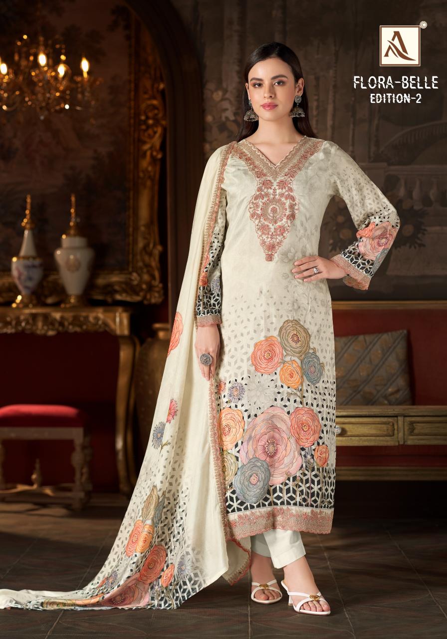 Alok Flora Belle vol 2 catalog wholesale ladies dress material in surat - Sanvari Fashion