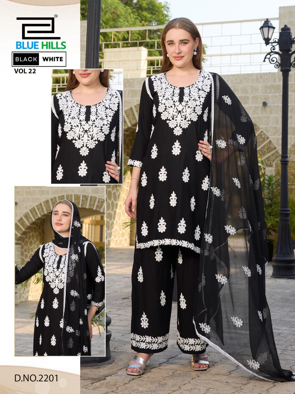 Blue Hills Black And White Vol 22 Catalog w kurtis for wholesale - Sanvari Fashion