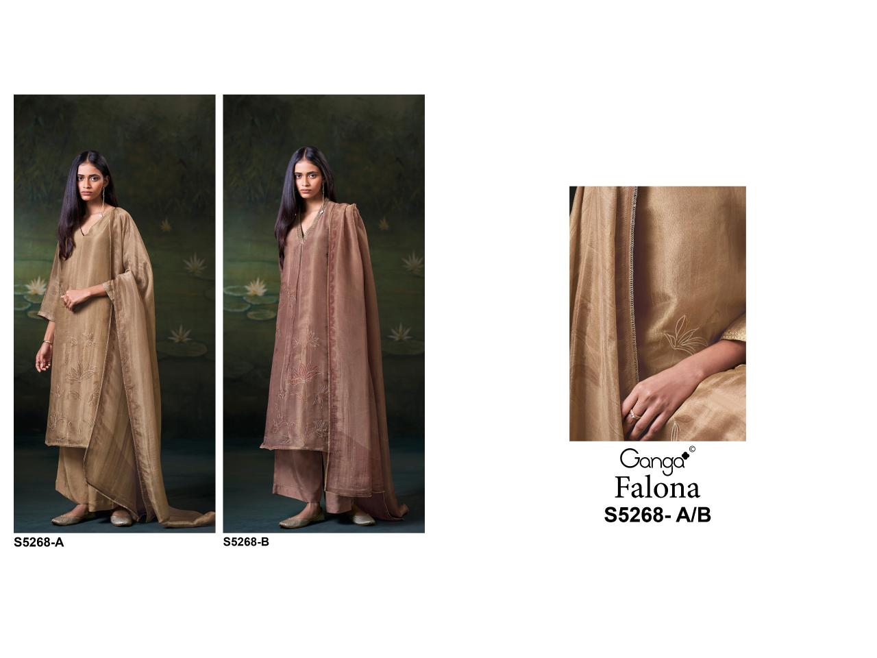 Ganga Falona 5268 catalog ludhiana design salwar kameez wholesale exporter - Sanvari Fashion