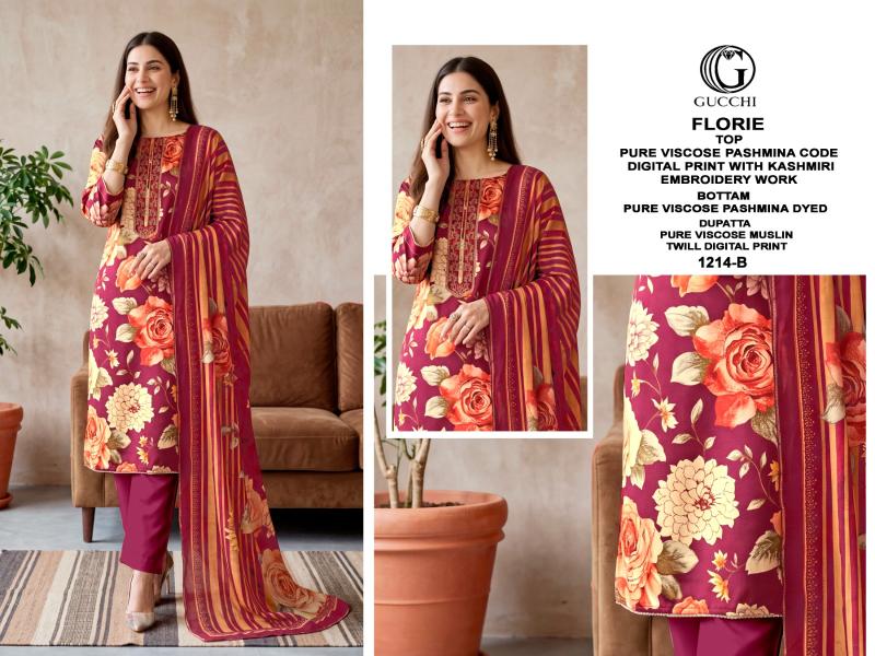 Gucchi Florie 1214 catalog wholesale unstitched salwar kameez material in bangalore - Sanvari Fashion