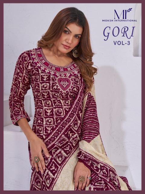 Moksh International Gori vol 3 catalog wholesale kurti pant set - Sanvari Fashion