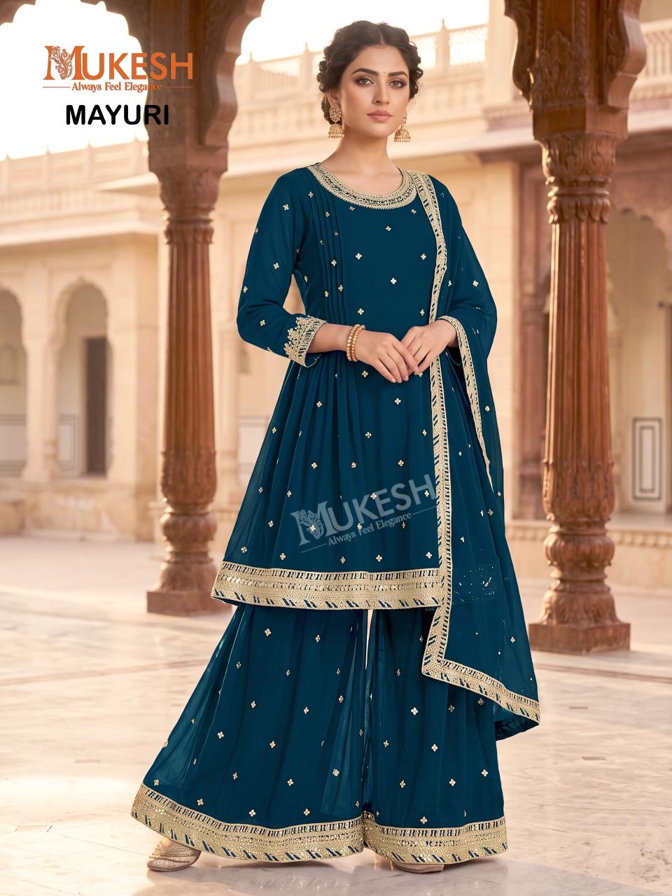 Mukesh Mayuri Catalog blue georgette kurtis wholesale - Sanvari Fashion