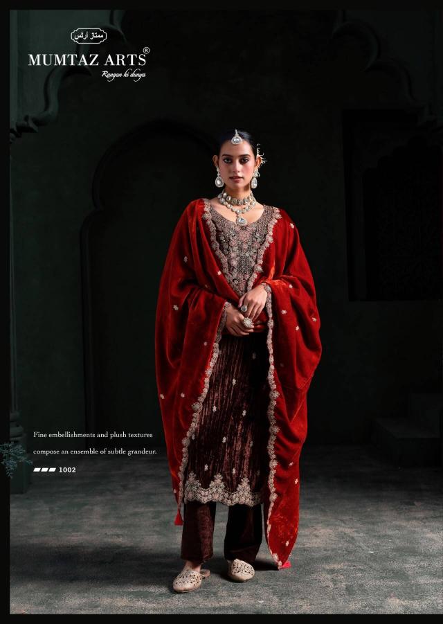Mumtaz Arts Mehroon catalog work dress material wholesale in ahmedabad - Sanvari Fashion