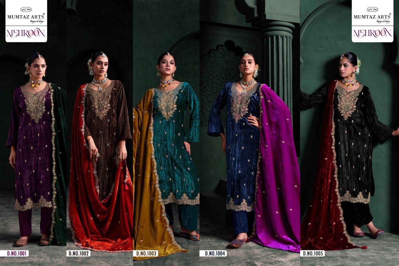 Mumtaz Arts Mehroon catalog work dress material wholesale in ahmedabad - Sanvari Fashion