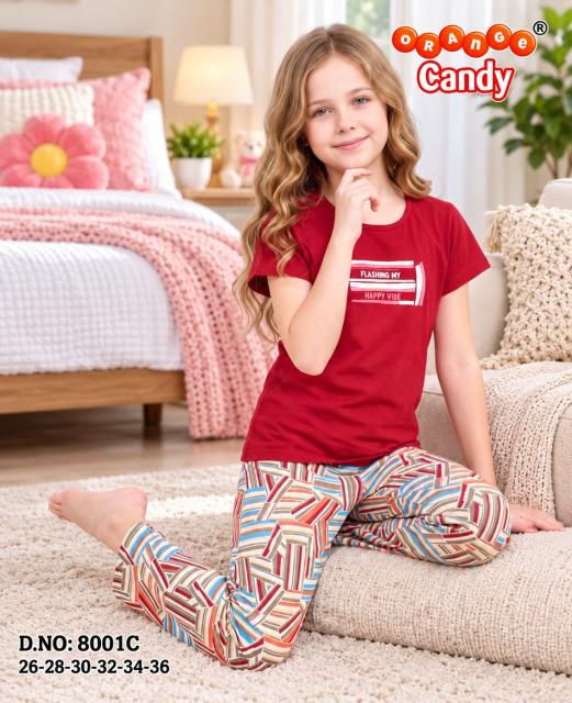 Orange Candy 8001 A to F catalog kids night suit bulk order - Sanvari Fashion