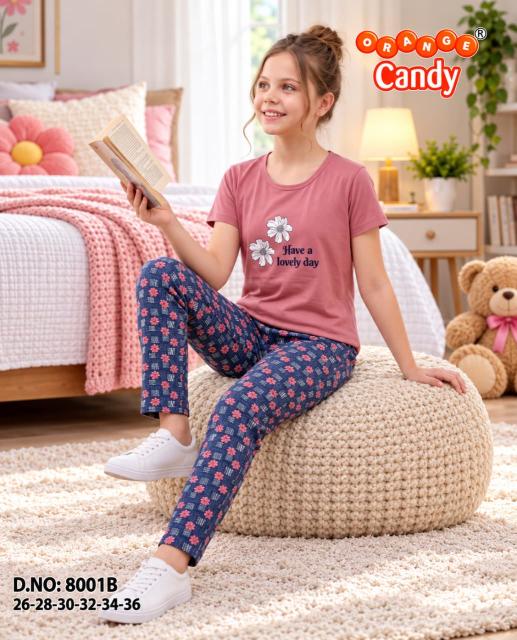 Orange Candy 8001 A to F catalog kids night suit bulk order - Sanvari Fashion