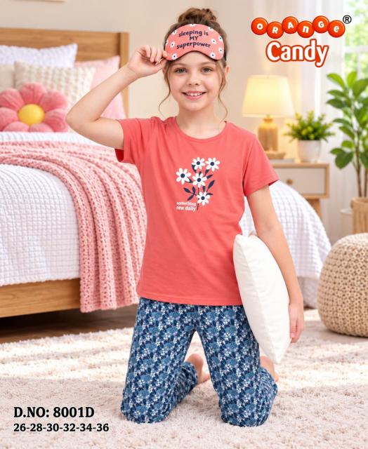Orange Candy 8001 A to F catalog kids night suit bulk order - Sanvari Fashion