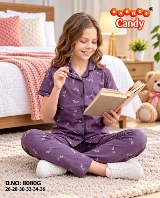 Orange Candy 8080 catalog wholesale kids pajama set - Sanvari Fashion