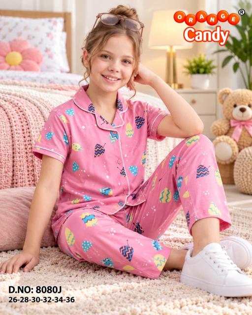 Orange Candy 8080 catalog wholesale kids pajama set - Sanvari Fashion