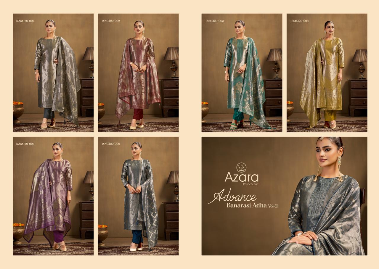 Radhika Azara Advance banarashi adha vol 1 catalog wholesale market of ladies dress materials in mumbai - Sanvari Fashion