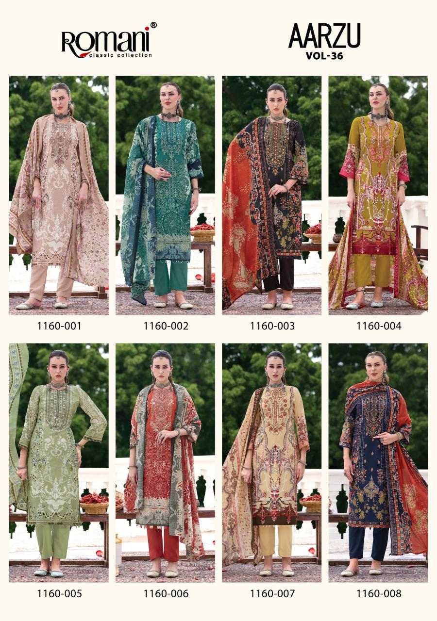 Romani Aarzu Vol 36 Nx catalog faymous dress material shop in surat - Sanvari Fashion