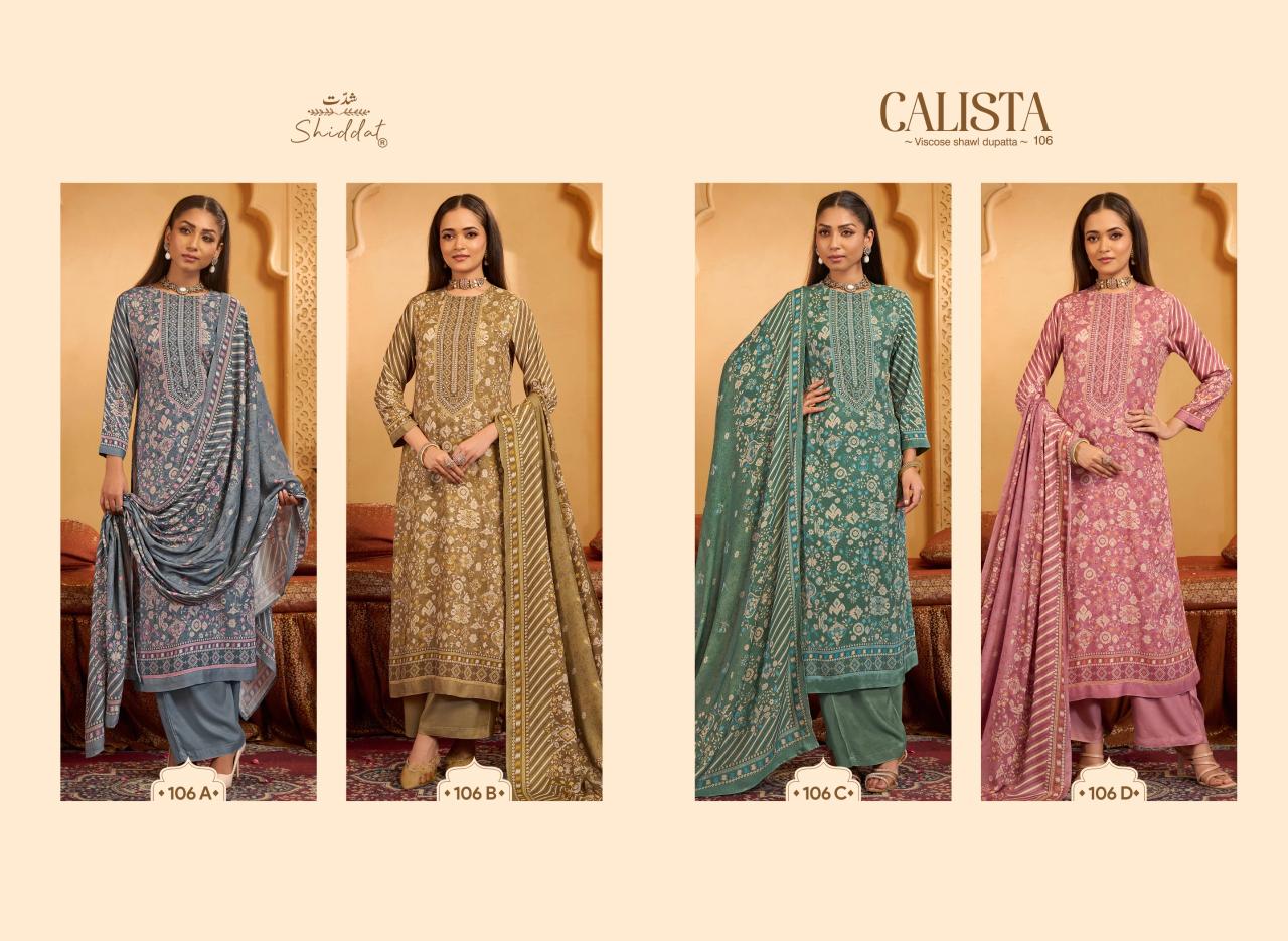 Shiddat Calista 106 catalog indian salwar kameez wholesale uk - Sanvari Fashion