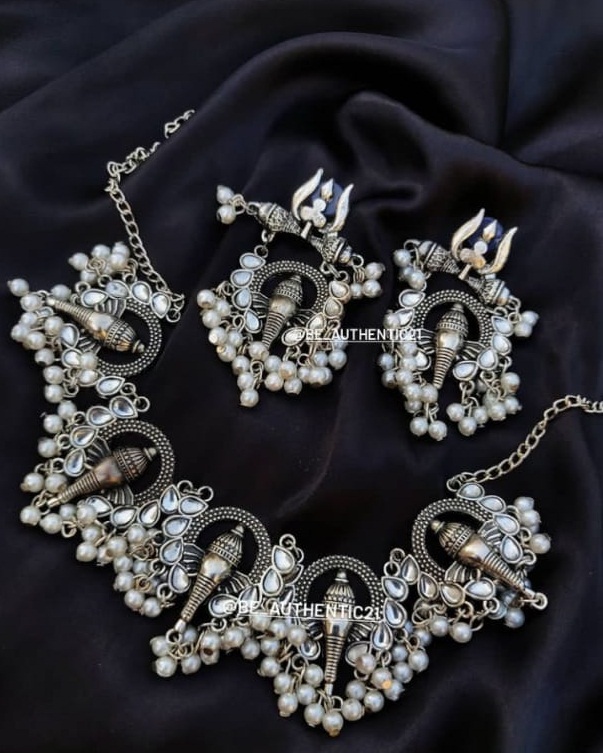 IJ Jewellery Oxidised Silver Ganesh Choker Set  Buy Choker Necklace Set Online at Low price
