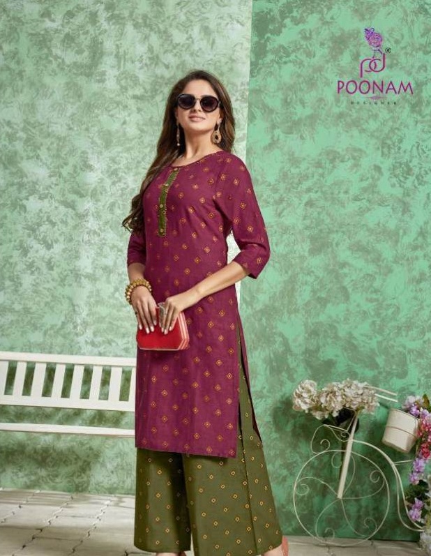 Divya By Poonam Pure Cotton Printed Kurti With Palazoo Collection